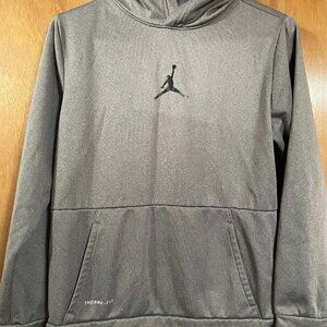 Used Boys Grey Hooded Sweatshirt Large Nike Therma Dri Fit